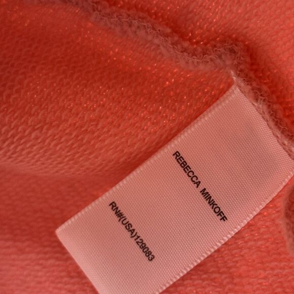 Rebecca Minkoff Hoodie Womens Large Pink Ruffle Sleeve Pullover 100% Cotton Peru - Picture 6 of 11